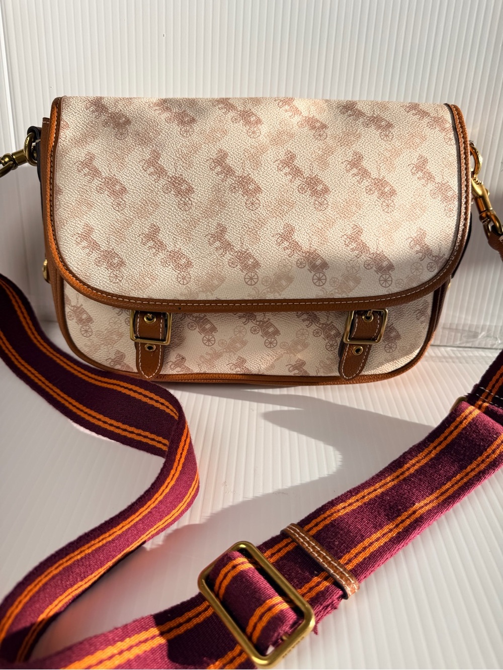 Coach field messenger cross body bag coated canvas white/brown - Picture 4 of 15